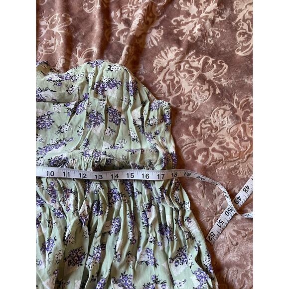 Vintage cotragecore floral midi dress sage green with pockets size medium - Picture 7 of 7